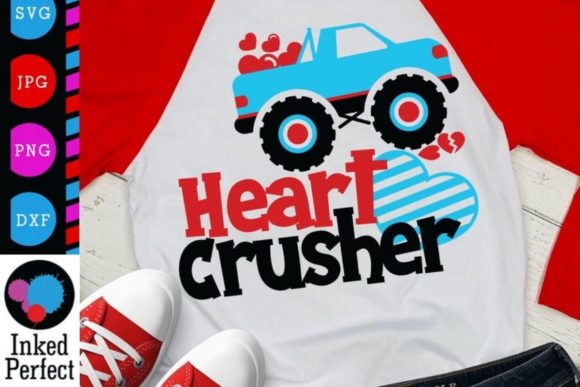 Heart Crusher Embroidery Review: Blue Monster Truck Valentine Design